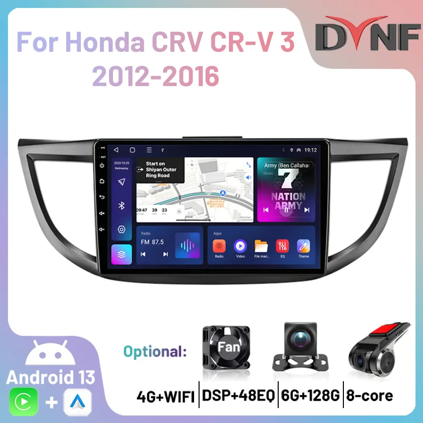 Car Radio 4G Android 13 Carplay Multimedia Stereo Player GPS Navigation hEAD Unit For Honda CRV CR-V 3 2012 2013 2014 2015 2016