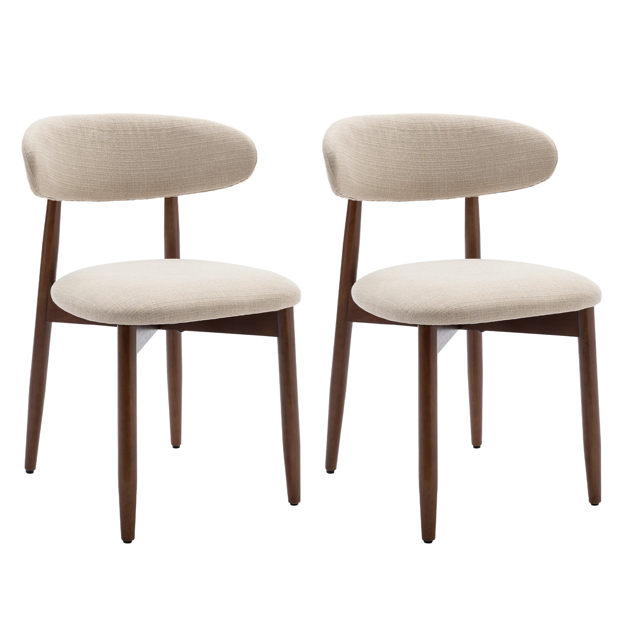 Ensemble de 2 chaises de salle à manger, chaises rembourrées modernes et minimalistes de style nordique pour cuisine et salle à manger, pieds en bois, beige