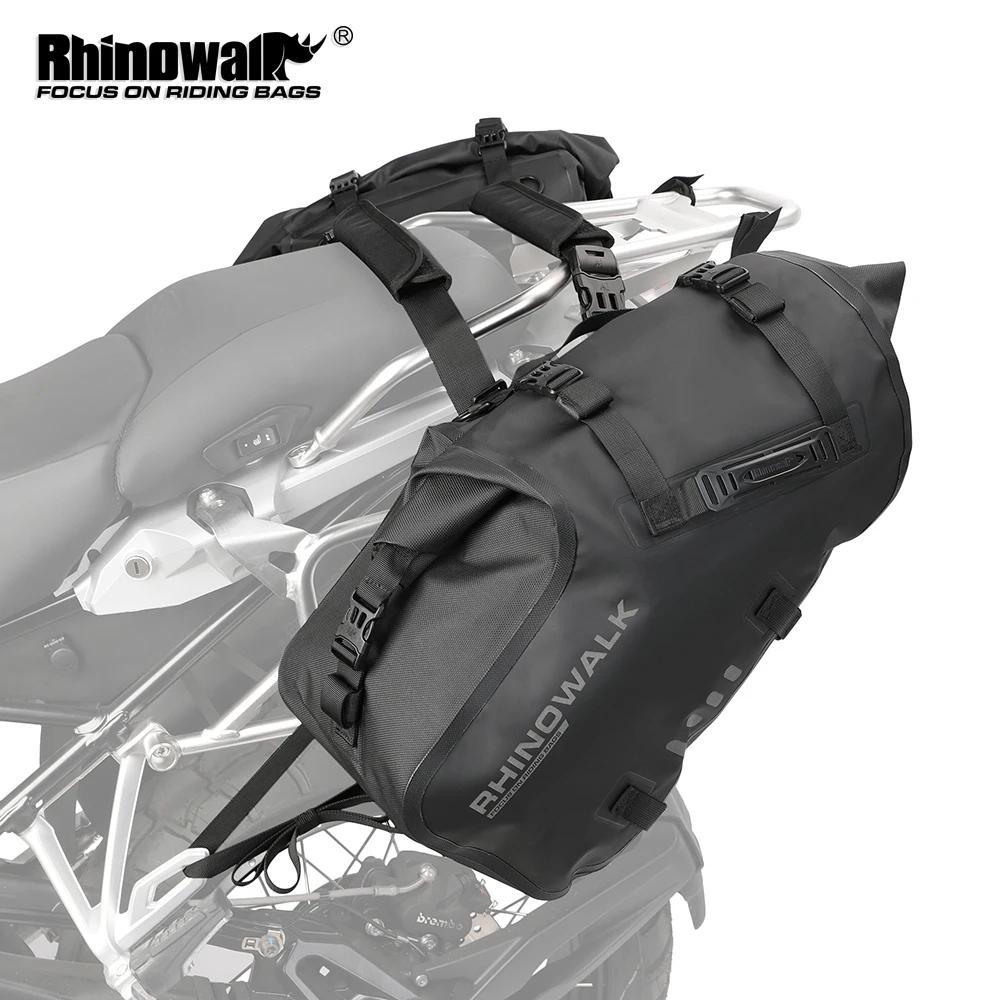 Rhinowalk Motorcycle Side Bag Waterproof 18L-48L Universal Travel Luggage Saddle Pannier Storage Bag For BMW KTM Accessories