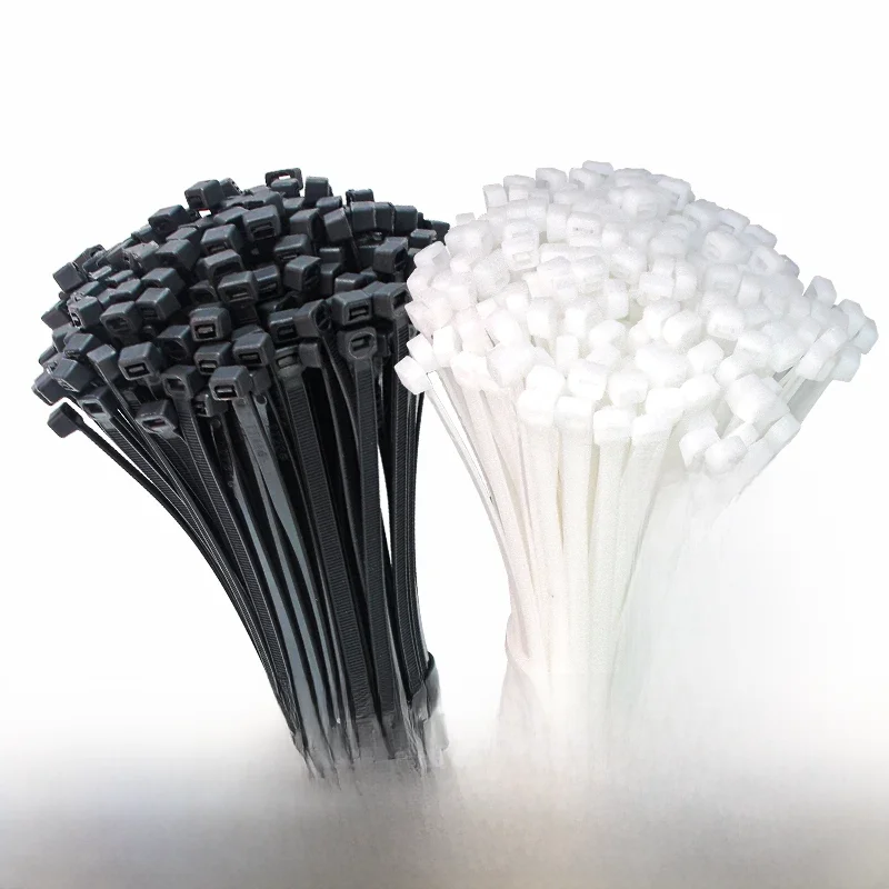 Attache en nylon en plastique autobloquant 100 pièces/sac, sangle noire à fermeture éclair, ensemble de serre-câbles en nylon, attache anneau, boucle