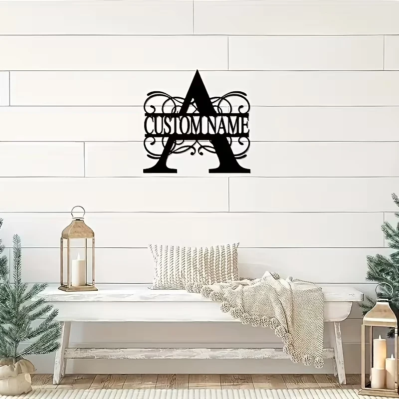 Classic Custom Monogram Metal Wall Art - Personalized Initials & Family Name, Home Decor,  Hanging Sign for Porch, Garden, Yard view 5