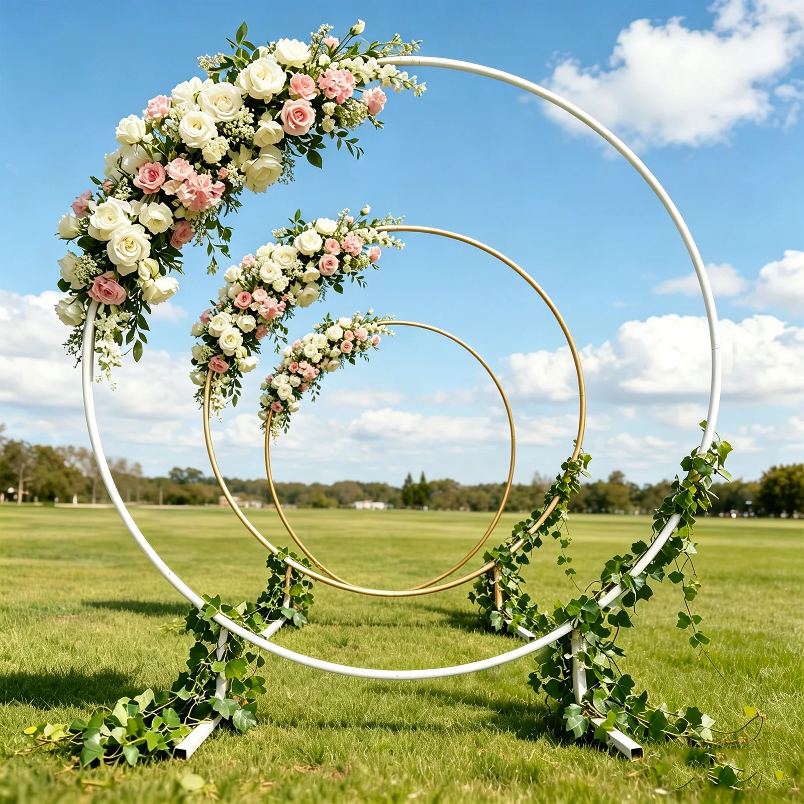 Support rond pour arche de fleurs et ballons, 2m x 2m, pour mariage, anniversaire, baby shower, célébrations, activités et décorations