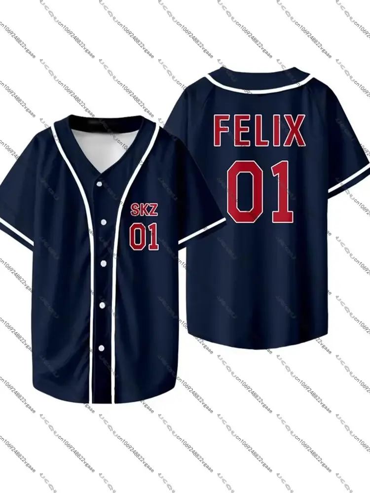 Jongens Meisjes Kpop H-Hyunjin T-shirt Kinderen Tee Top S-Skz Karma Baseball Jersey Casual Stray Korean Fan T-shirt Harajuku Top 01 Team