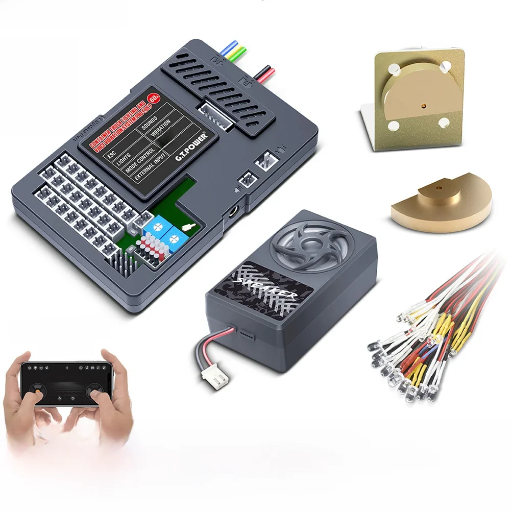 G.T.Power Container Truck Beleuchtungs- und Sprachvibrationssystem PRO mit 60A ESC-Ausgang für RC-Autozubehörteile