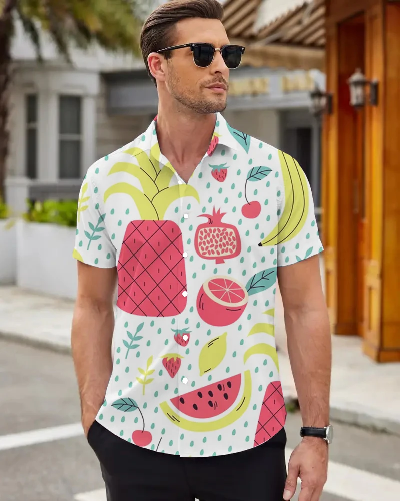 

2024 New Men's Half Sleeve Shirt Casual Holiday Short Sleeve Button Hawaiian Men's Shirt Summer Beach Holiday Casual Tops