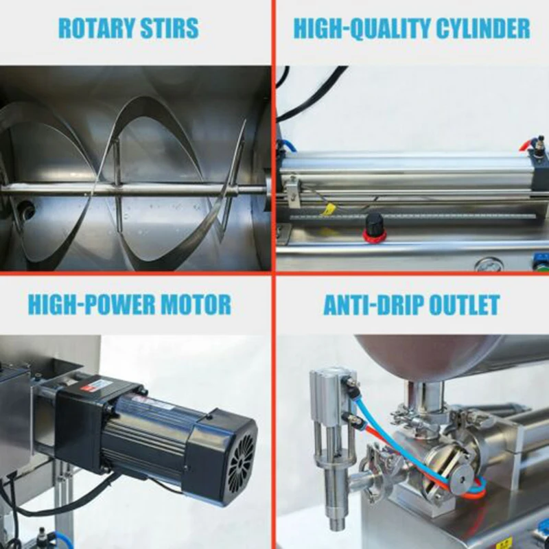 GW-1 Mesin Pencampur Pengisi Saus Tomat Pengisi Botol Kaleng Pasta Viskositas Tinggi Piston Sekrup Horizontal Semi-otomatis