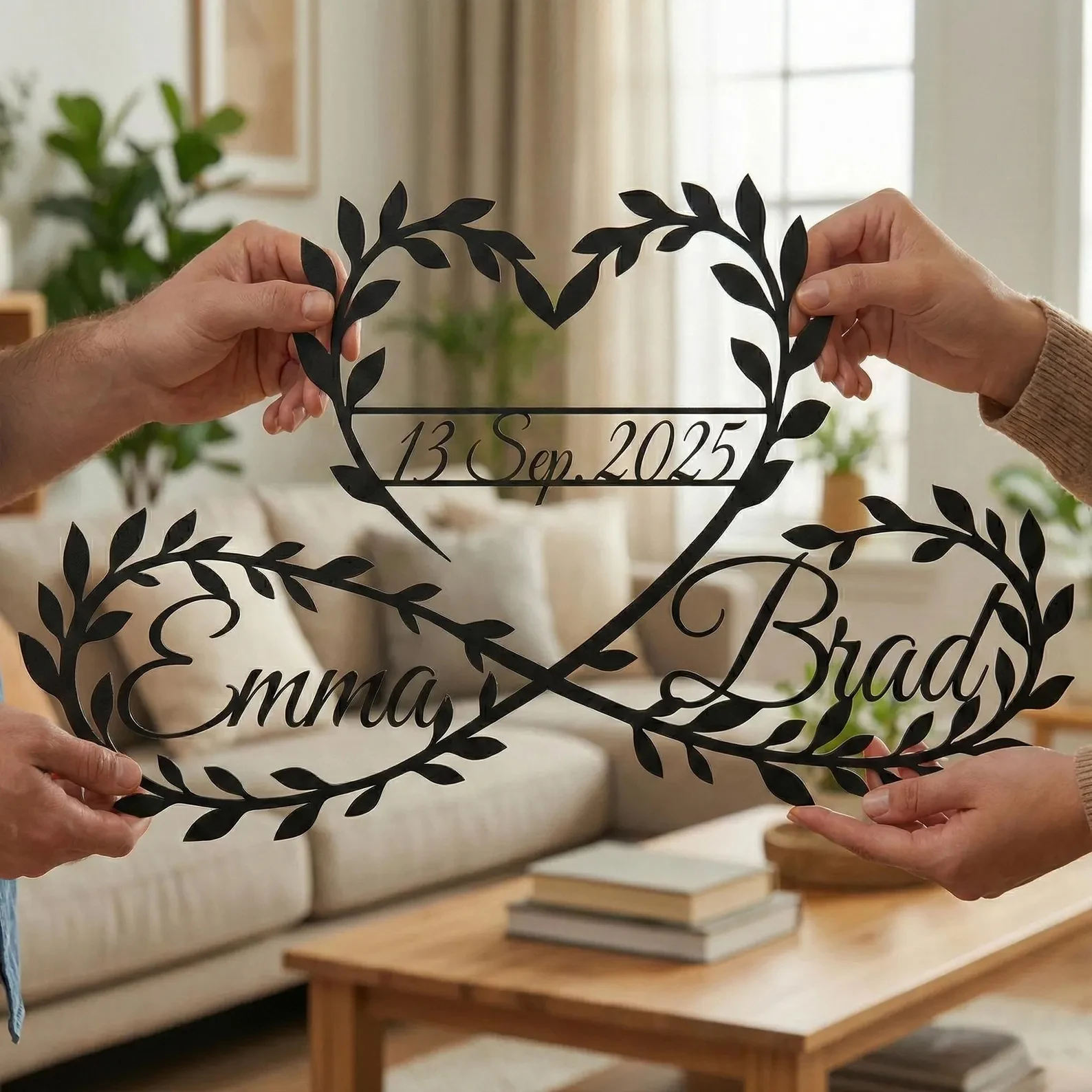 Personalized Infinity Heart Metal Wall Art with Names & Date, Wedding Anniversary Gift,Valentines Day Gifts