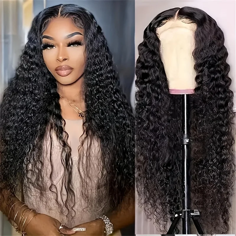 Alimice Glueless Deep Wave 4x4 Lace Wigs For Women High Quality 100% Human Hair Wigs