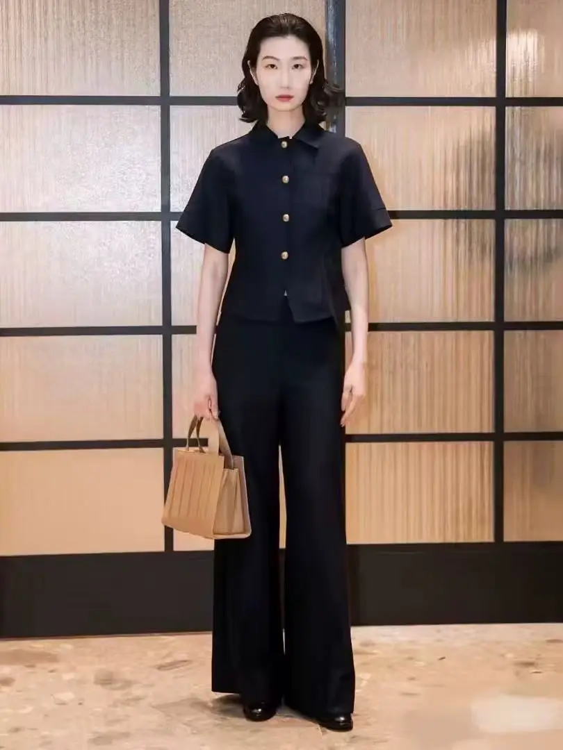 Traje casual de pantalón recto de pierna ancha 100% lino puro