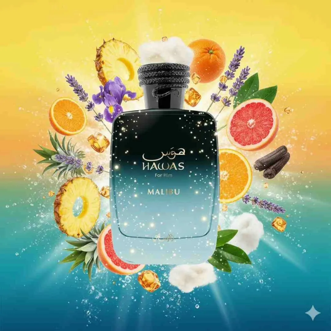 

Hawas Malibu for Him by Rasasi EDP Eau De Parfum Spray - 100 ML Long-lasting fragrance, the ideal Valentine's Day gift.