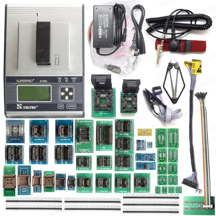 

XELTEK SuperPro 6100N Programmer + 45 Adapters With EDID Cable + ISCP Cable Universal Programmer