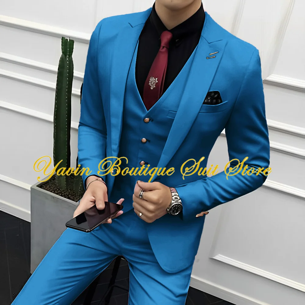 Formal Men's Suits Wedding Groom Tuxedo Prom Handmade Costume Fashion Jacket Vest Pants Man Blazer Suit