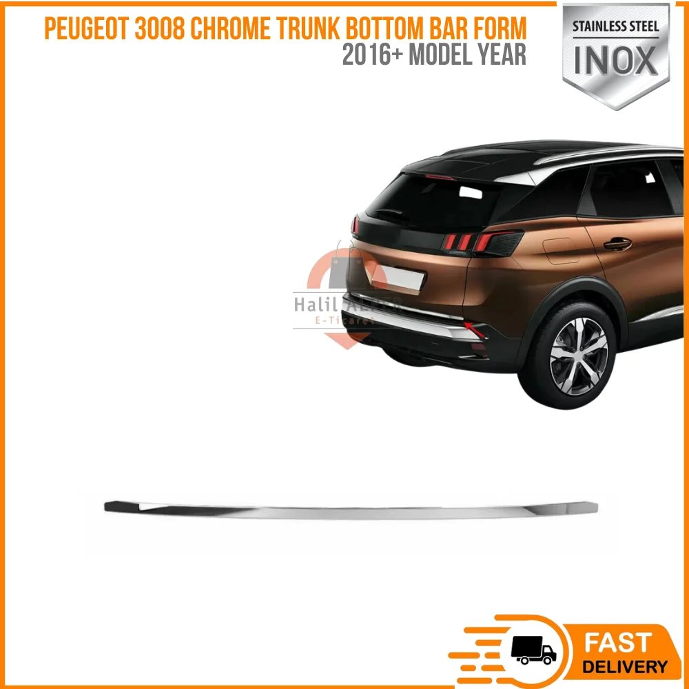 For Peugeot 3008 Chrome Trunk Bottom Bar Form 2016 and Above S.Steel car accessories-Free Shipping