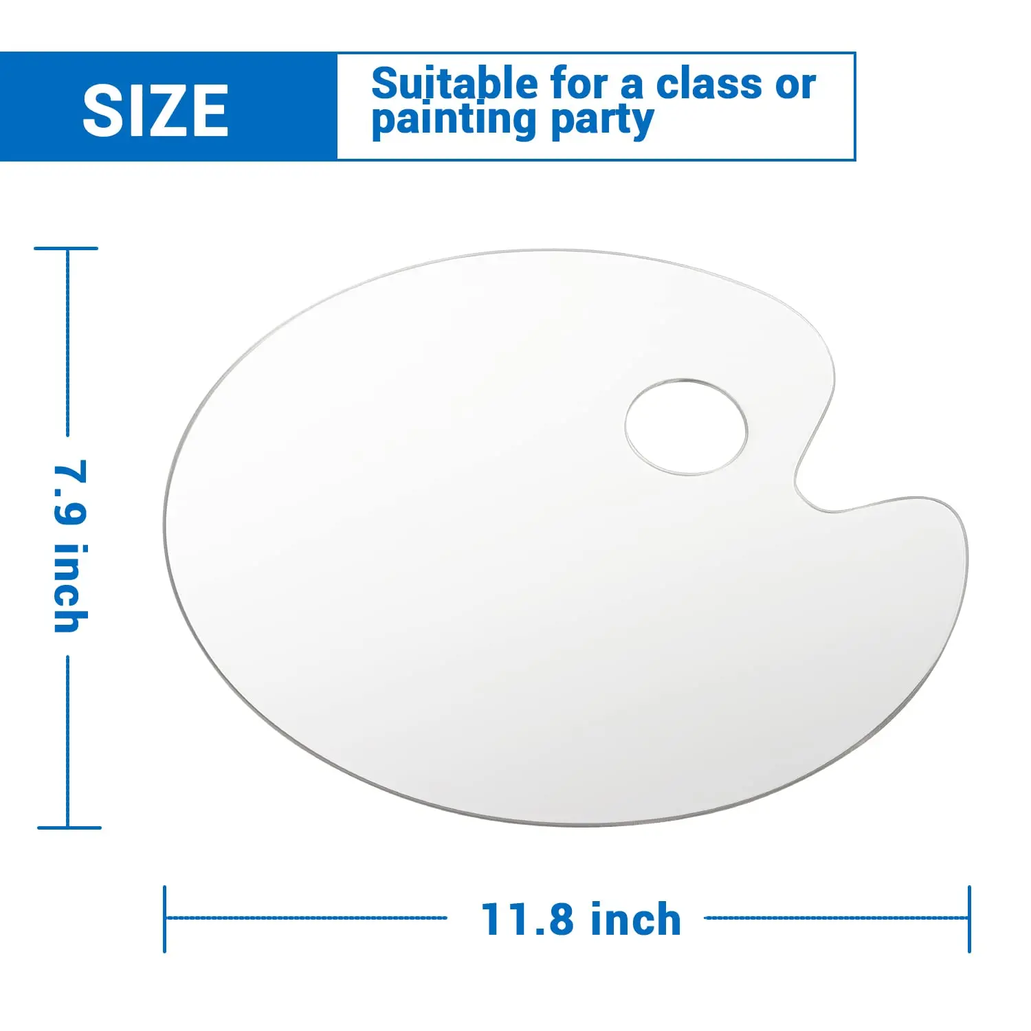 2Pack 11.8 x 7.9 Inch Acrylic Paint Palette with Thumb Hole Clear Paint Pallet, Easy Clean Non-Stick Artist Pallet for Oil Water