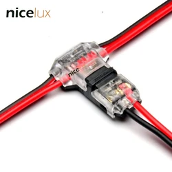 5pcs 2 Pin dc/ac 300v 10a 18-22awg no welding no screws Quick Connector cable clamp Terminal Block 2 Way Easy Fit for led strip