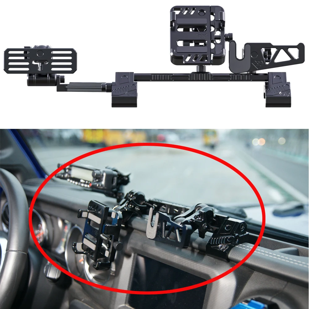 

SXMA JL1198 Center Console, Mobile Phone Bracket Mounts, Walkie Talkie Stand, Clock Combination for Jeep JL for Wrangler 2018+