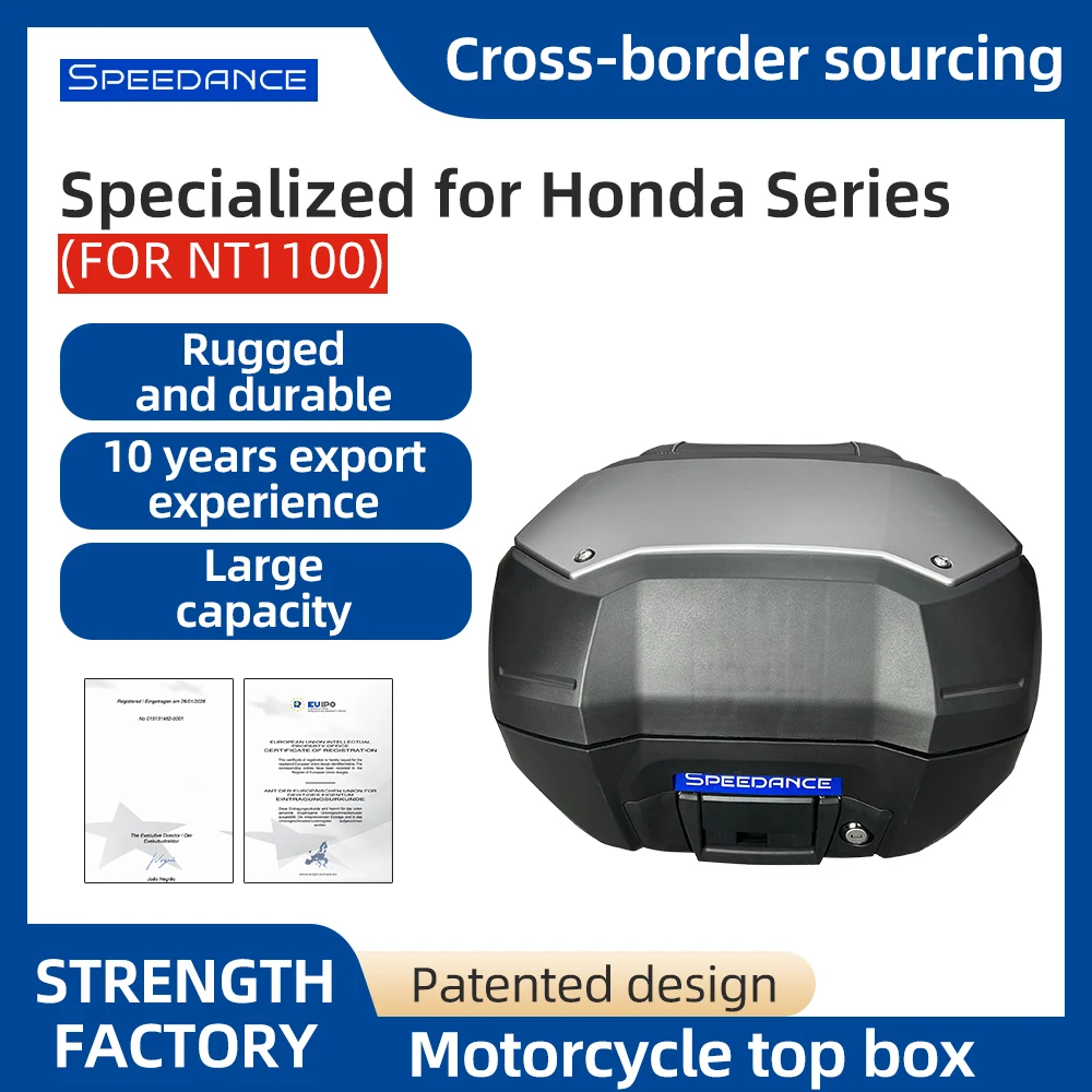 

SPD 50L Motorcycle Top Box One-Click Mount/Dismount Waterproof Trunk Helmet Box for Honda NT1100 Luggage Rear Case Tail Box