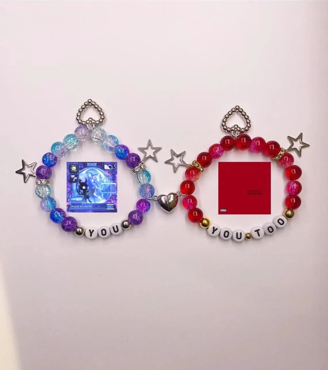 Handmade chase Atlanticyou and you too duo couple bff matching bracelet|star heart charms Taylor swift tiktok lost in heaven dtd