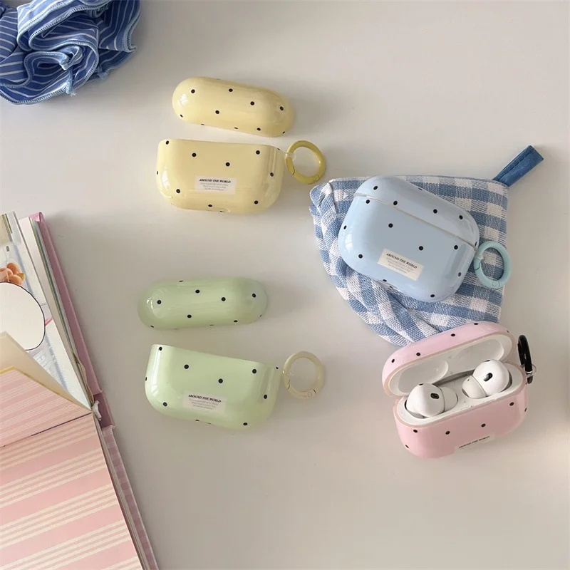 Candy Color Polka Dots Earphone Case For Apple Airpods Pro 2 3 1 Cover with Charm Silicone Cute Headphone Charging Cases Air pod