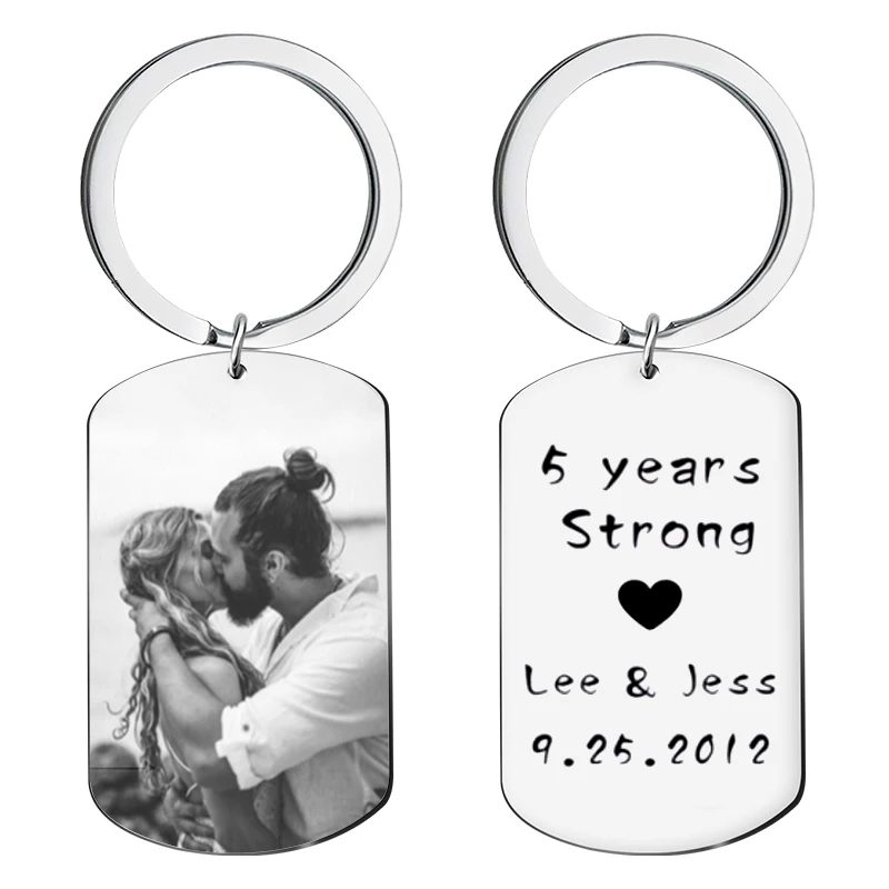 New Pattern Custom Photo Key buckle Couple Stainless Steel Key Chain Laser Engraving Name Date Custom Gift Key Accessories