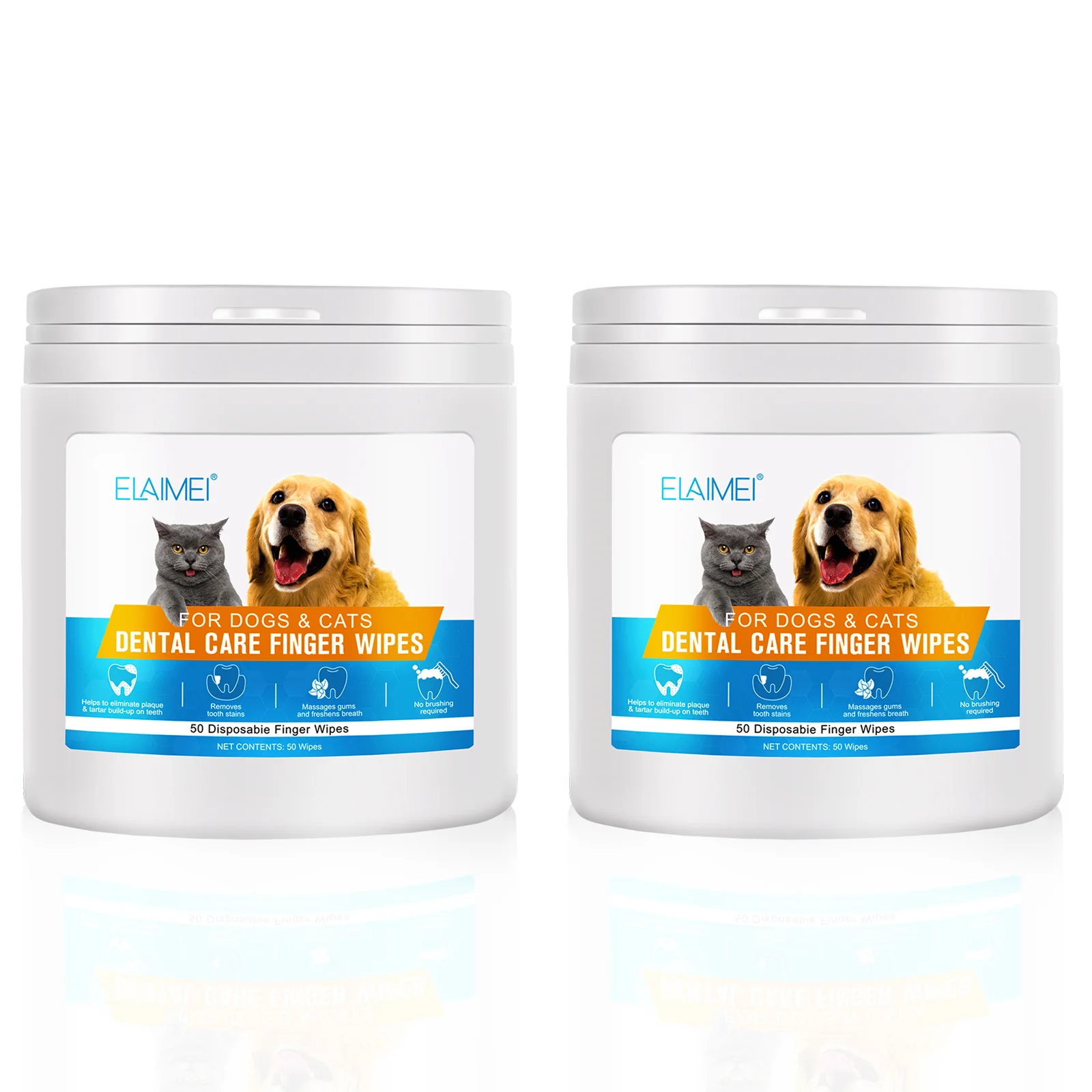 

Dogs and Cats Dental Care Finger Wipes Help Eliminate Plaque & Tartar Build-up on Teeth Removes Tooth Stains No Brushing require