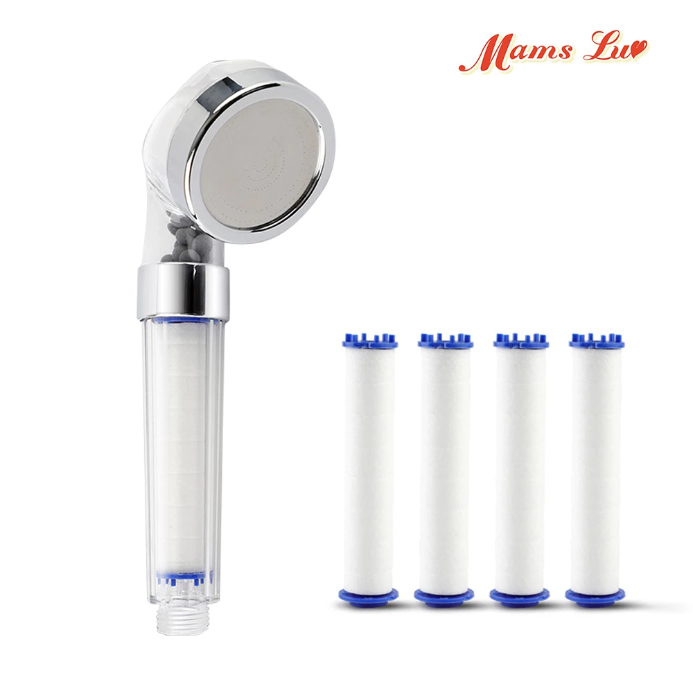 Wammy ultra pure water filter shower head home 4 filters 3 stage water tight super light