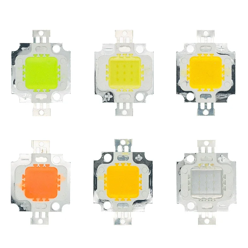 10 pièces 10W LED perles LED haute puissance intégrées 10W blanc/bleu/rouge/vert/jaune/blanc chaud/ 600mA 12.0V 800-1000LM 24*40mil