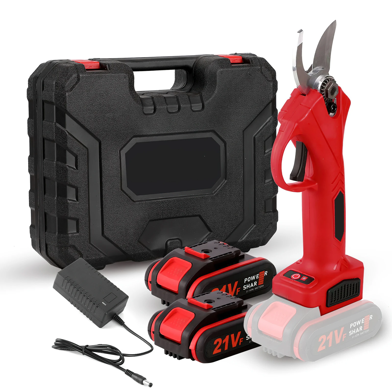 Sécateur électrique 21V pour couper des arbres et des bonsaï sans cordons, avec une puissance de 1200W et une capacité de coupe de 25mm est livrée avec