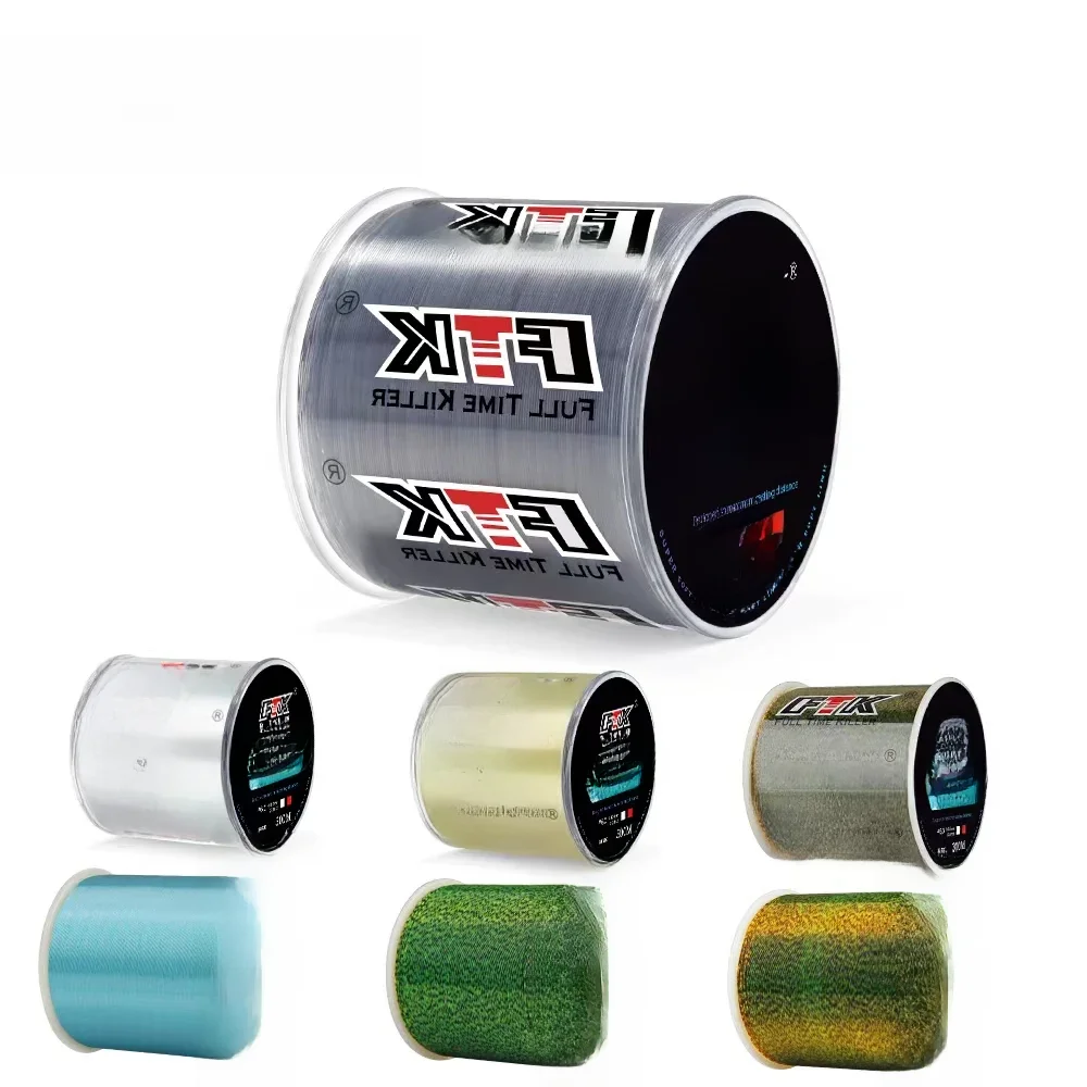 FTK – fils de pêche Super résistants de 300/500m, ligne en Nylon, revêtement de ligne en fluorocarbone, Surface en carbone, accessoires de pêche à la carpe