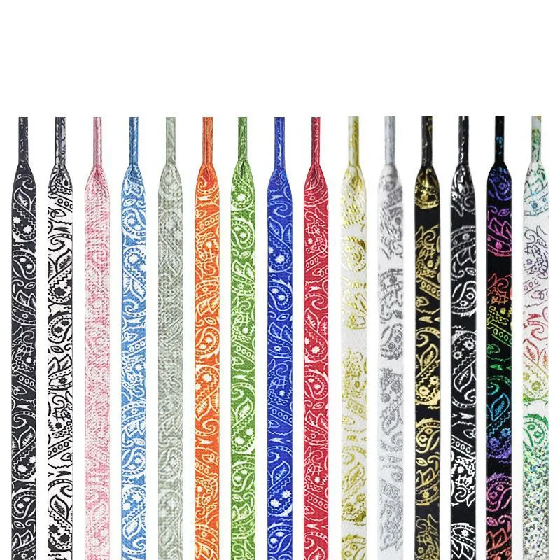 Dorure plat brillant chaussures lacets baskets cajou fleur lacets pour chaussures décontracté Tennis basket-ball lacet femme hommes chaussures