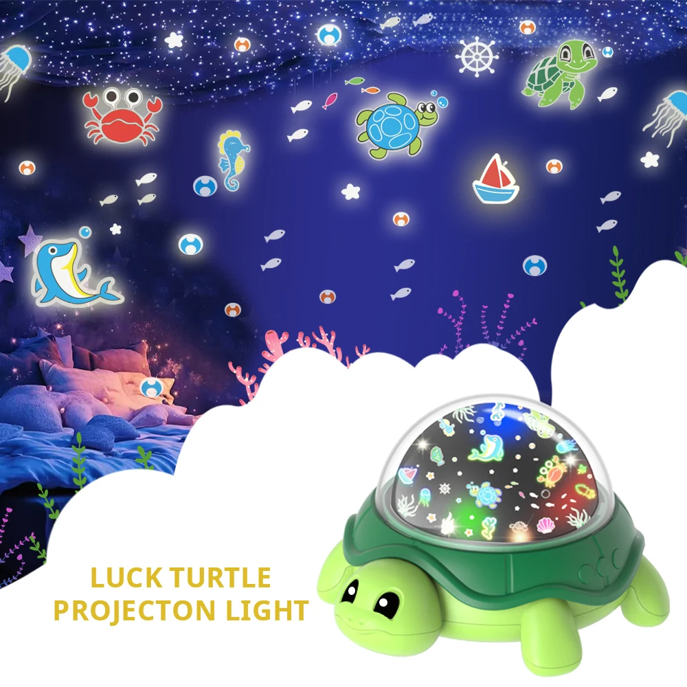 Luz de cielo estrellado de tortuga de buena suerte, proyector de estrellas, luz nocturna para niños, juguetes de regalo de rotación de 360 grados