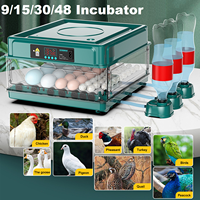 9/15/30/48 Fully Automatic Egg Incubator for Home Smart Egg Turning Temperature Control Hatcher Self Watering for Chickens Ducks