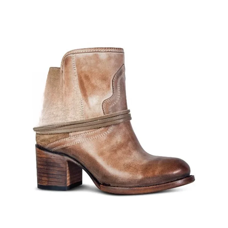 Bottines Vintage à talons épais pour femme, bottines à lacets, collection automne 2022