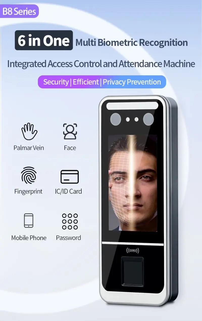 Wholesale Economic Contactless Palm Face Fingerprint Recognition Employee Time Attendance Machine with Free SDK
