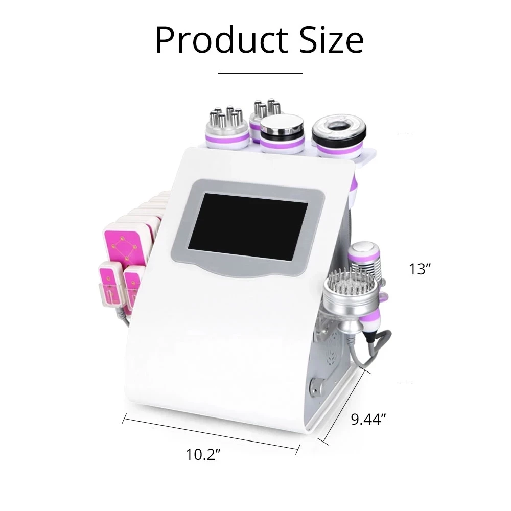 9 In 1 Ultrasound 40K Cavitation Vacuum Therapy Body Suction Slimming Microcurrent Skin Care Face Lifting Beauty Machine 6 in 1