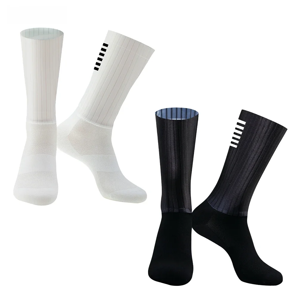 AliExpress YKYWBIKE YKYW Black White Anti Slip Silicone Men's Cycling Socks Breathable Aero Socks Men Bicycle Sport Running MTB Bike Whiteline Socks