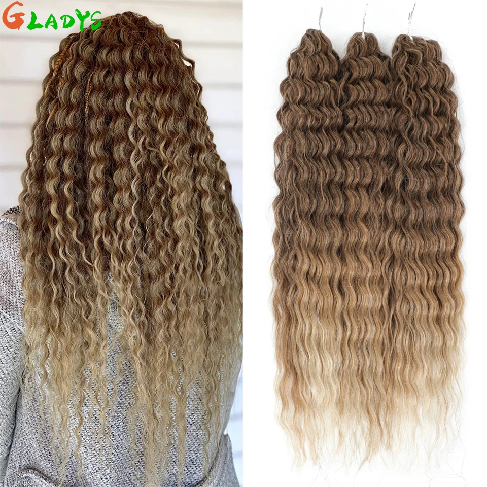 

22 inch Ariel Deep Wave Crochet Hair Extension 3Pcs/lot Water Wave Ombre Braids Hair Synthetic Hair Twist Curly Hair Extensions