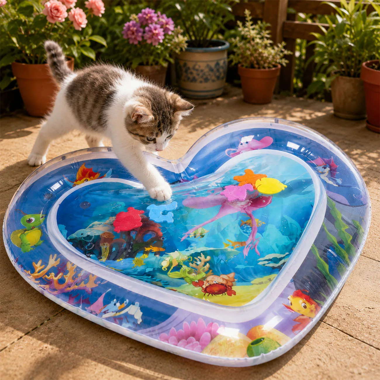 1 Stück Verdickte Katzen-Wasserbettmatte Sensorische Spielmatte Quadratische Sensor-Kühlmatte für Haustiere zum Spielen und Schlafen für Alle Jahreszeiten – Detail 3