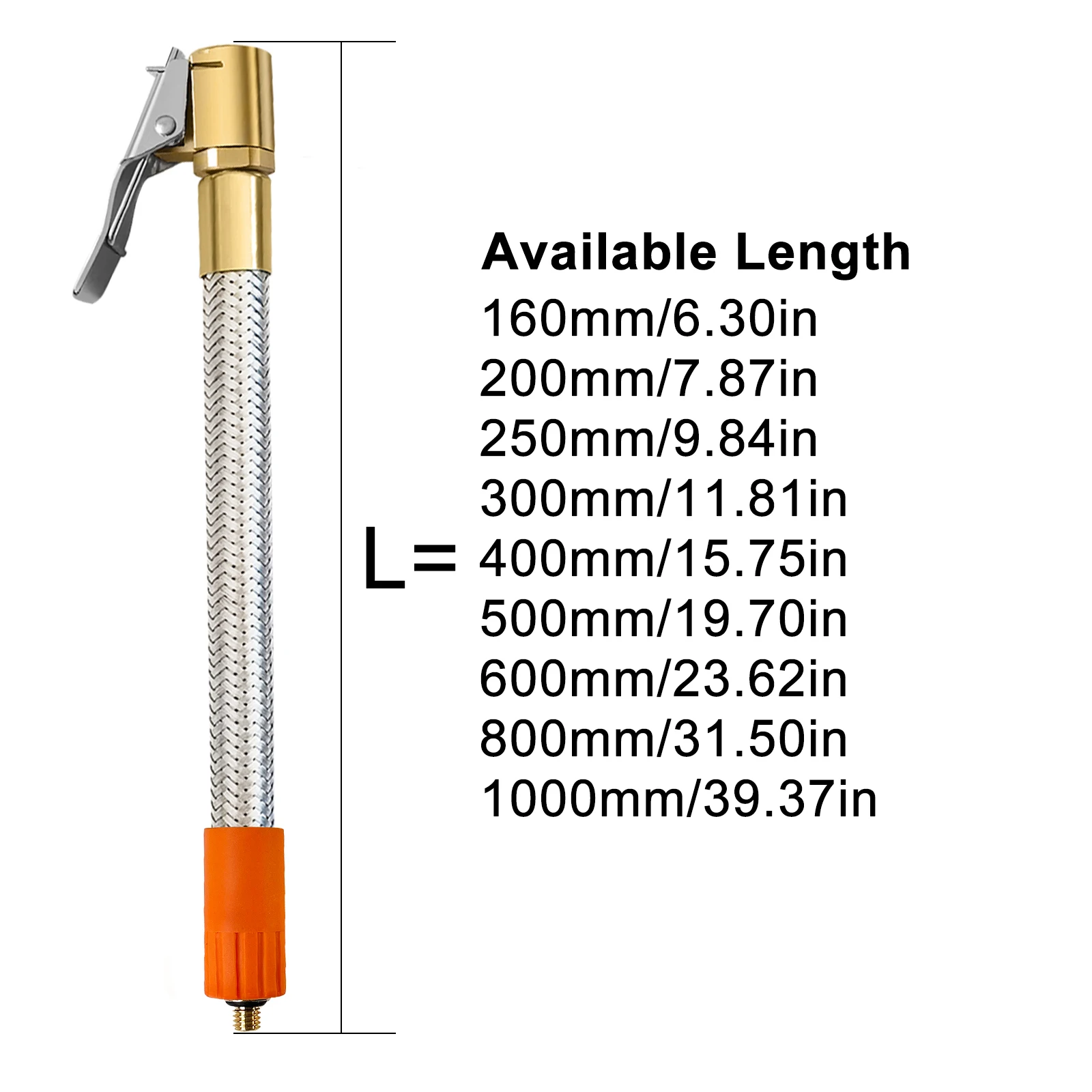 GIE.TOP-Tubo de inflado de neumáticos para coche, manguera de aire de acero inoxidable, válvula de EE. UU., adaptador de bloqueo rápido, rosca de M6