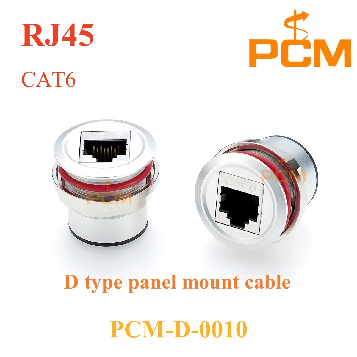 RJ45 8P8C CAT.6 feedthrough coupler Round aluminum panel mount connector with rubber ring for Ethernet