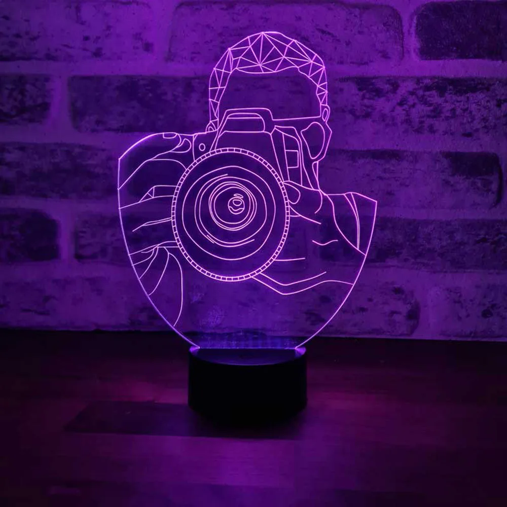 Photographer Gift 3D Illusion Xmas Christmas Party Home Decorations Anime Night Acrylic LED Lamp Neon Signs Wedding Decorations