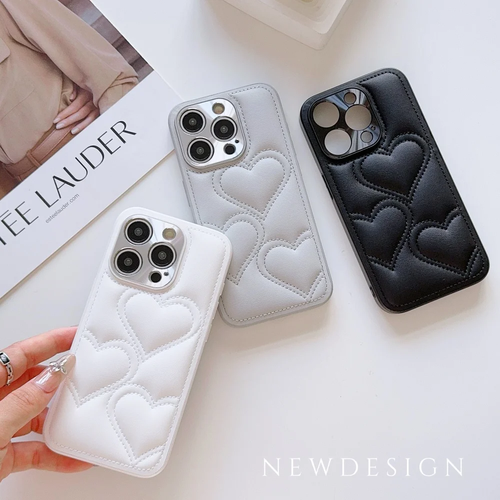 Custodia per telefono Xiaoxiangfeng in tinta unita Love, adatta per iPhone 14/15/16/17 Pro Max, nuova custodia protettiva semplice antiurto