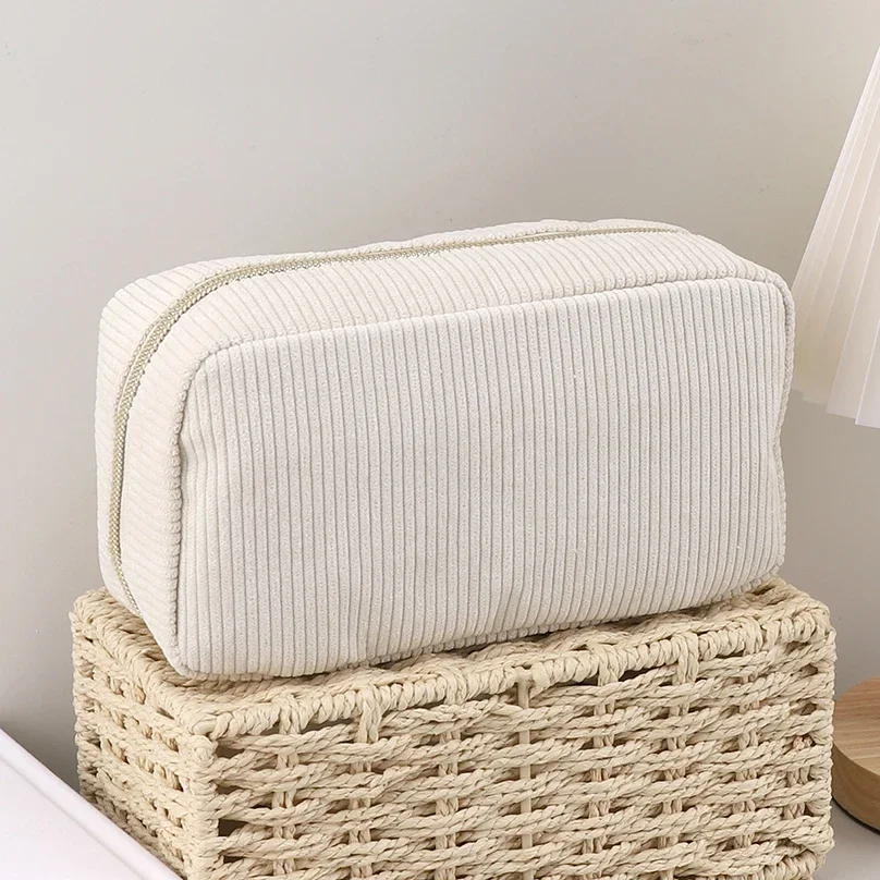 Cord-Federmäppchen, großes Fassungsvermögen, Federmäppchen, Schreibwaren, einfarbig, Trousse,