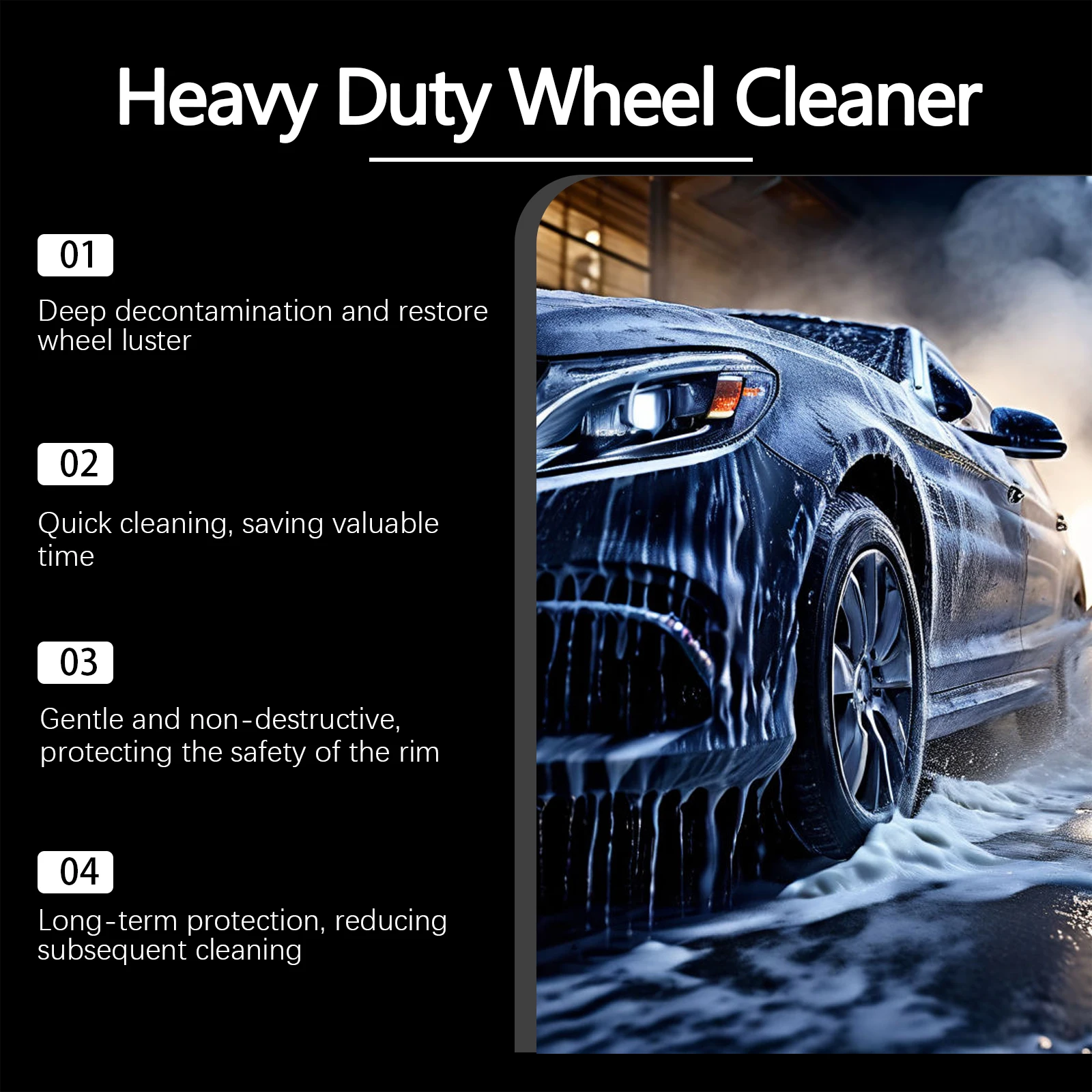 منظف العجلات عالي التحمل من Homonth يزيل البقع، تنظيف الغبار، تلميع اللمعان الأصلي، يحافظ على منظف محور العجلة #4