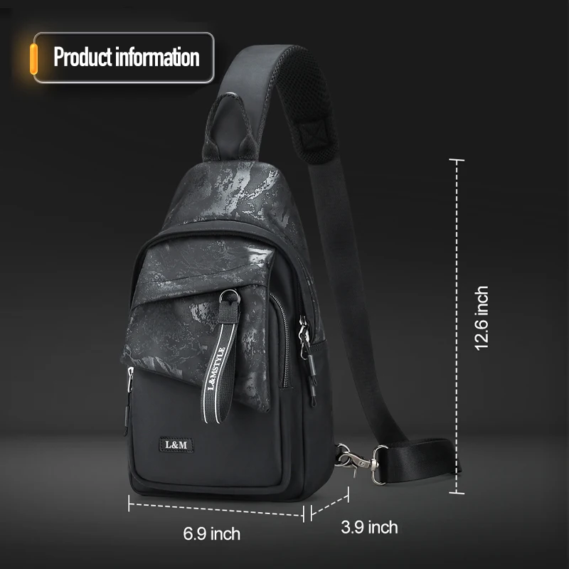 Male Sling Bag Leakproof, Brand L&M Men's Chest Bags Lightweight, High-quality Shoulder Packet, Causal Style Crossbody Backpack