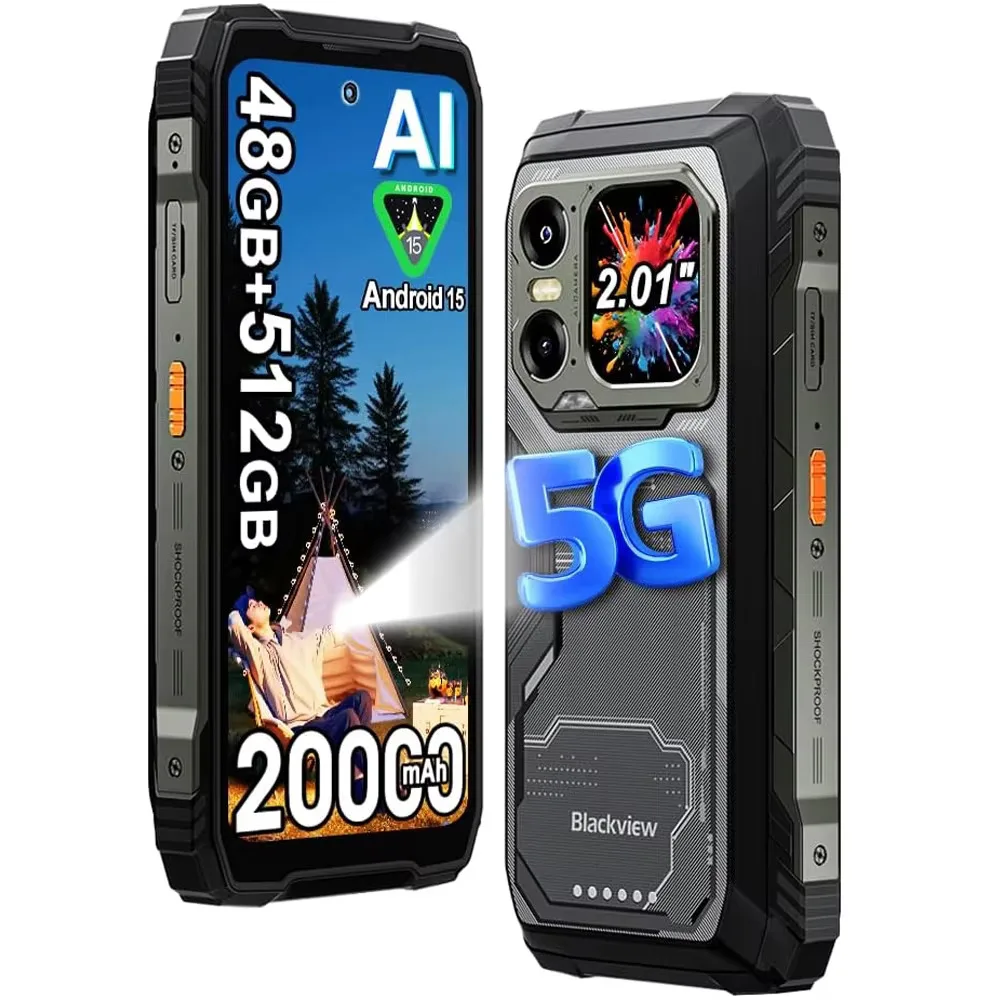 Blackview XPLORE 1 Robuuste en drievoudig beschermd smartphone, 5G waterdicht outdoor Android 15, 6.78'' 2.4K scherm, 256GB/512GB, 20000 mAh