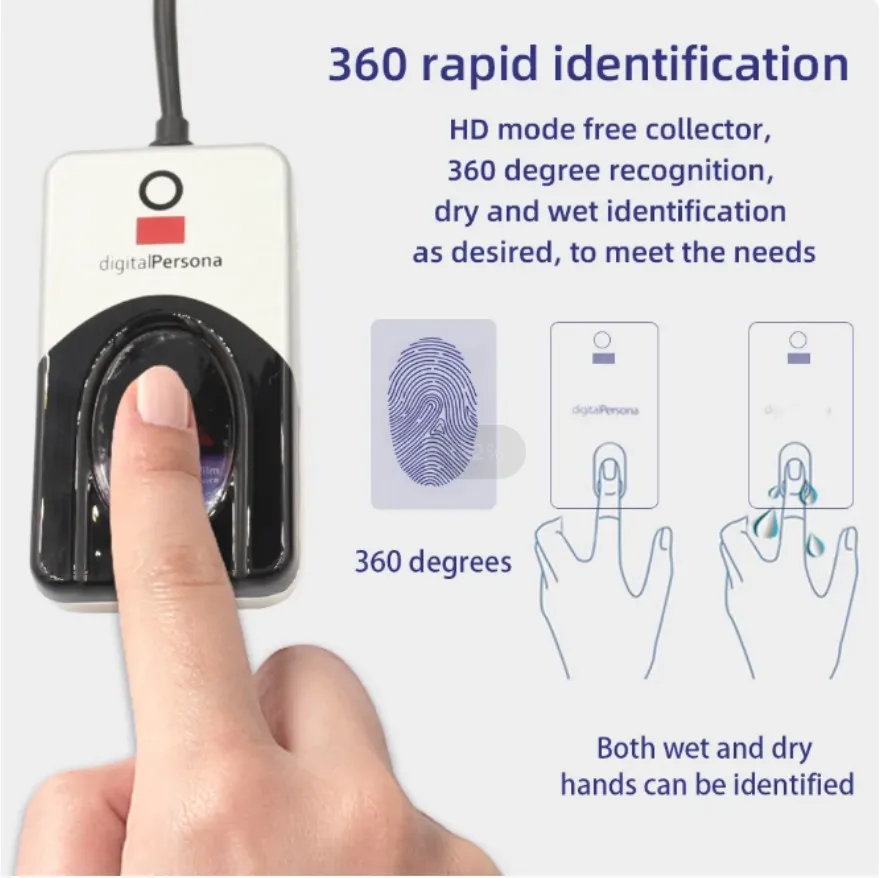 Imagem -03 - Digital Pessoal Scanner Biométrico Leitor de Dedo Biométrico Sdk Livre Sensor de Impressão Digital Óptico U.are.u Usb Uru4500