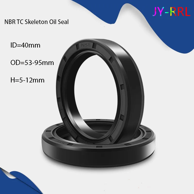 ID 40mm Black NBR TC/FB/TG4 Skeleton Oil Seal OD 53-95mm Thickness 5-12mm Nitrile Butadiene Rubber Gasket Sealing Rings