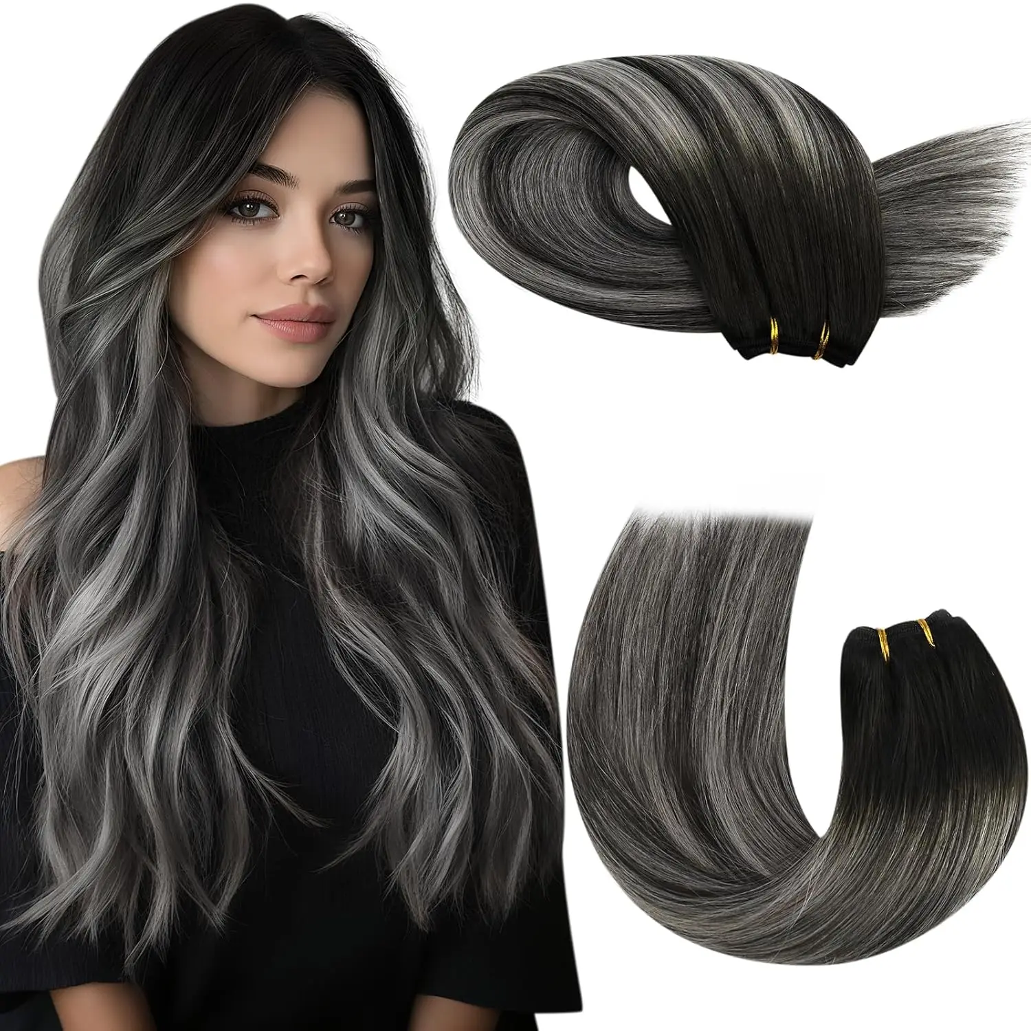 Moresoo Inslag Extensions Human Hair Weave In Dubbele Wefted Bundels Machine Remy Haar Balayage Haarstukken Voor Vrouwen Straight menselijke haar uitbreidingen haarstukken met echthaar 100 human hair