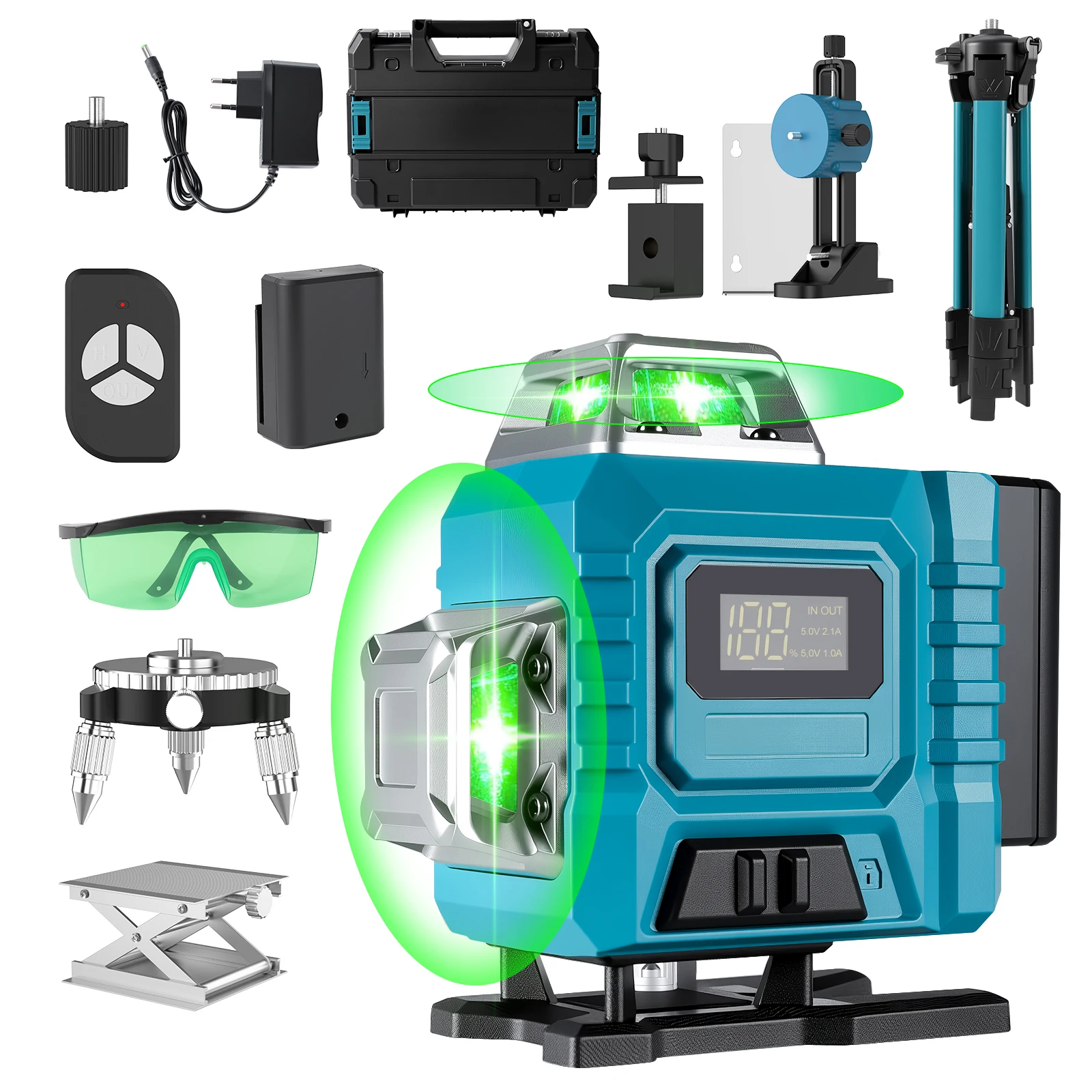 16-lijnen 4D-laserniveau Groene lijn Zelfnivellerend 360 Horizontaal en verticaal vermogen Laserniveau Professioneel bouwgereedschap